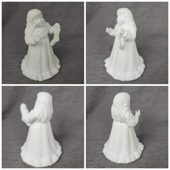 Dept 56 White Bisque Decorating The Mantel 7791-7 Hanging Christmas Stockings - Picture 5 of 10